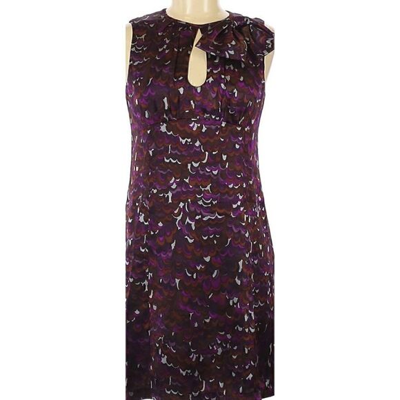 NANETTE LEPORE Sleeveless Purple Print Silk Dress 4 - Picture 1 of 9